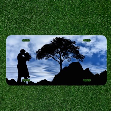 Creative License Plate Auto Tag With Couple Kissing By Blue Sky And Tree