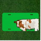 Custom Personalized License Plate Tag With Cute Cow Design In Green Add Names