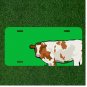 Custom Personalized License Plate Tag With Cute Cow Design In Green Add Names