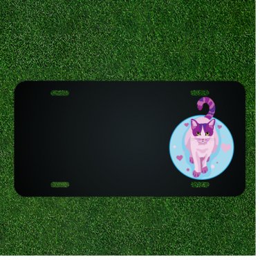 Custom Personalized License Plate With Add Names To Purple Cat Heart Design NEW