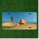 Custom Personalized License Plate Auto Tag With Skull In Desert With Blue Sky