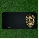 Custom Personalized License Plate With Add Names To Happy Gold Skull Face Design