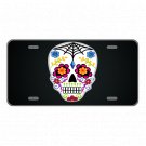 Custom Novelty Aluminum License Plate With Colorful Skull Flower And Spider Web