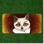 Custom Personalized License Plate Auto Tag With White Cat With Yellow Eyes