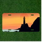 Custom Personalized License Plate Auto Tag With Light Tower In Sunset Design