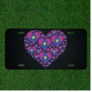 Custom Personalized License Plate Auto Tag With Purple Fancy Hearts In Heart