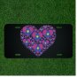 Custom Personalized License Plate Auto Tag With Purple Fancy Hearts In Heart