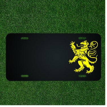 Custom Personalized License Plate With Add Names To Shield Gold Coat Lion