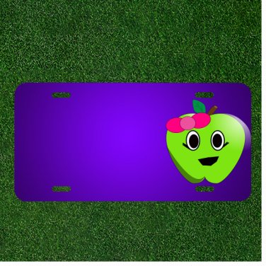 Custom Personalized License Plate With Add Names To Apple Green Smile Comic