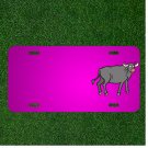 Custom Personalized Car License Plate With Add Names To Gray Bull Horns