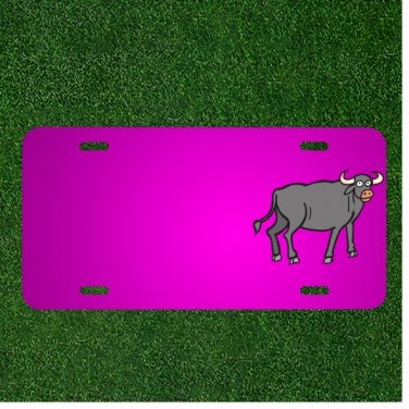 Custom Personalized Car License Plate With Add Names To Gray Bull Horns