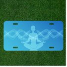 Custom Personalized License Plate Auto Tag With Blue Yoga Man Design