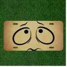 Custom Personalized License Plate Auto Tag With Worried Emoji Face Design