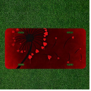Custom Personalized License Plate Auto Tag With Heart Fireworks Art Design