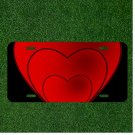 Custom Personalized License Plate Auto Tag With Three Red Hearts Design