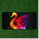 Custom Personalized License Plate Auto Tag With Colorful Rainbow Swan Design