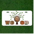Custom Personalized License Plate Auto Tag With Stunning WOOD Design Tree