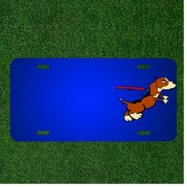 Custom Personalized License Plate With Add Names To Dog Puppy Leashed
