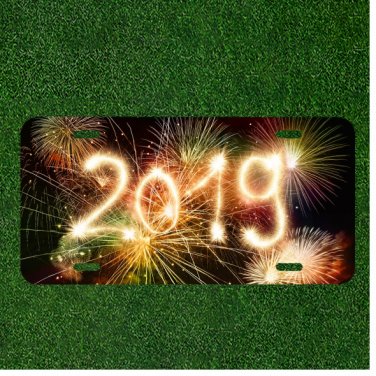 Custom Personalized License Plate Auto Tag With 2019 Fireworks Design