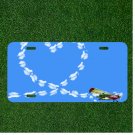 Custom Personalized License Plate Tag With Small Plane Making Heart Smoke In Sky