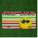 Custom Personalized License Plate Auto Tag With Keep Cool Sunglasses Emoji Face