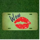 Custom Personalized License Plate Auto Tag With Wow Lipstick Kiss Face