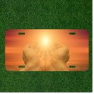 Custom Personalized License Plate Auto Tag With Hands Of Light Design