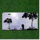Custom Personalized License Plate Auto Tag With Couple Kissing By Black Trees