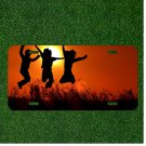 Creative License Plate Auto Tag With Three Kids Jumping In Joy Design By Sunset