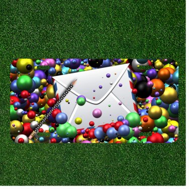 Custom Personalized License Plate Tag With Envelope Surrounded By Color Balls