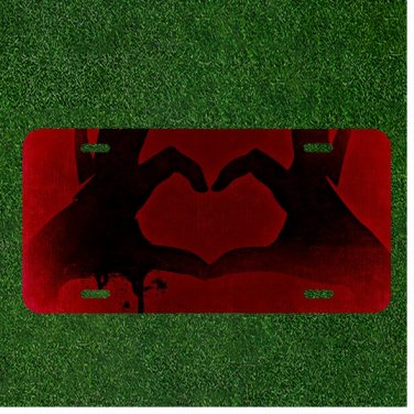 Custom Personalized License Plate Auto Tag With Heart Made Out Of Hands Design