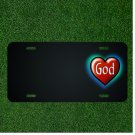 Custom Personalized License Plate With Add Names To GOD Red Glowing Heart Design