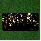 Creative License Plate Auto Tag With Shining Gold Stars With Black Background
