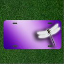 Custom Personalized License Plate Tag With Purple Background Dragonfly Add Names