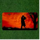 Custom Personalized License Plate Auto Tag With Couple Kissing By Cloudy Sunset