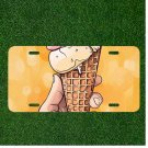 Custom Personalized License Plate Auto Tag With Ice Cream Cone In Hand Design