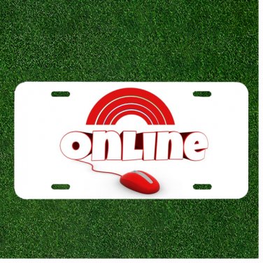 Custom Personalized License Plate Auto Tag With ONLINE Red Rainbow Red Mouse