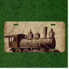 Custom Personalized License Plate Auto Tag With Old School Train Design
