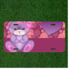 Custom Personalized License Plate Auto Tag With Purple Teddy Bear Heart NEW
