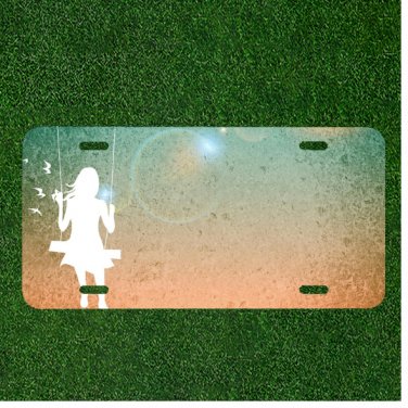 Custom Personalized License Plate Auto Tag With Women On Swing Add Names