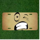 Custom Personalized License Plate Auto Tag With Winky Face Teeth Emoji Face