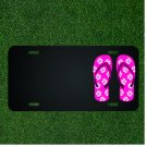 Custom Personalized License Plate With Add Names To Purple Flower Flip Flops NEW