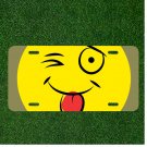 Custom Personalized License Plate Auto Tag With Wink And Tongue Out Emoji Face