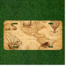 Custom Personalized License Plate Auto Tag With Cool Old School Map Design