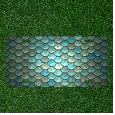 Creative License Plate Auto Tag With Gorgeous Fish Scale Design In Blue