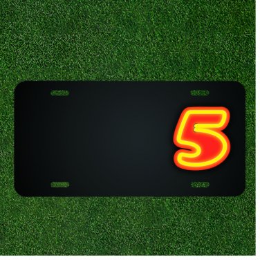 Custom Personalized License Plate With Add Names To Neon Five Numbers