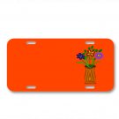 Flowers Vase Cut Flowers On License Plate Car Front Add Names