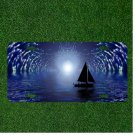 Custom Personalized License Plate Auto Tag With Blue Ocean Tidal Wave With Boat