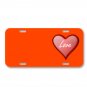 Heart Love Valentine Red Glossy On License Plate Car Front Add Names