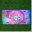 Creative License Plate Auto Tag With Cool Human Brain In Pink And Light Blue